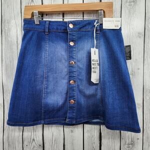 Celebrity Pink Button Front Denim Skirt